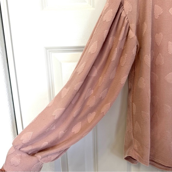 Hopely Light Pink Women’s Plus Size Top with Long Puff Sleeves - Picture 3 of 4